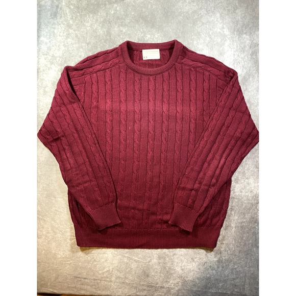 Lord Jeff Other - Vintage‎ Cotton Fisherman Sweater Lord Jeff Mens L Chunky Cable Knit Red USA